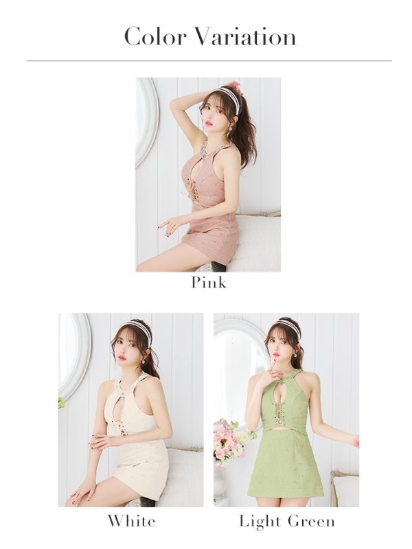 画像24: XSサイズあり【ANGEL R/エンジェルアール】デコルテ/ ビジュー/ チャーム/ クロスファブリック/ フレア/ マイクロミニドレス/ キャバドレス[OF2]