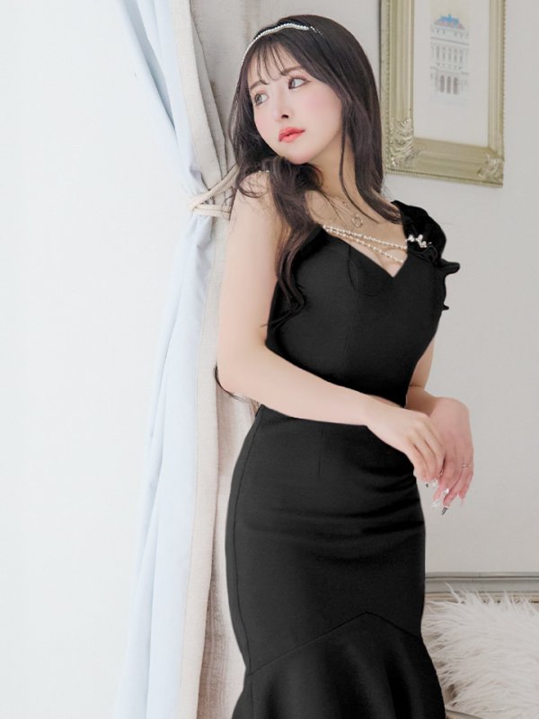 画像25: XSサイズあり【ANGEL R/エンジェルアール】アシンメトリーショルダー/ パールビジュー/ セパレート/ マーメイド/ ラメ/ ミディアムドレス/ キャバドレス[OF2]