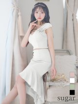 XSサイズあり【ANGEL R/エンジェルアール】アシンメトリーショルダー/ パールビジュー/ セパレート/ マーメイド/ ラメ/ ミディアムドレス/ キャバドレス[OF2]