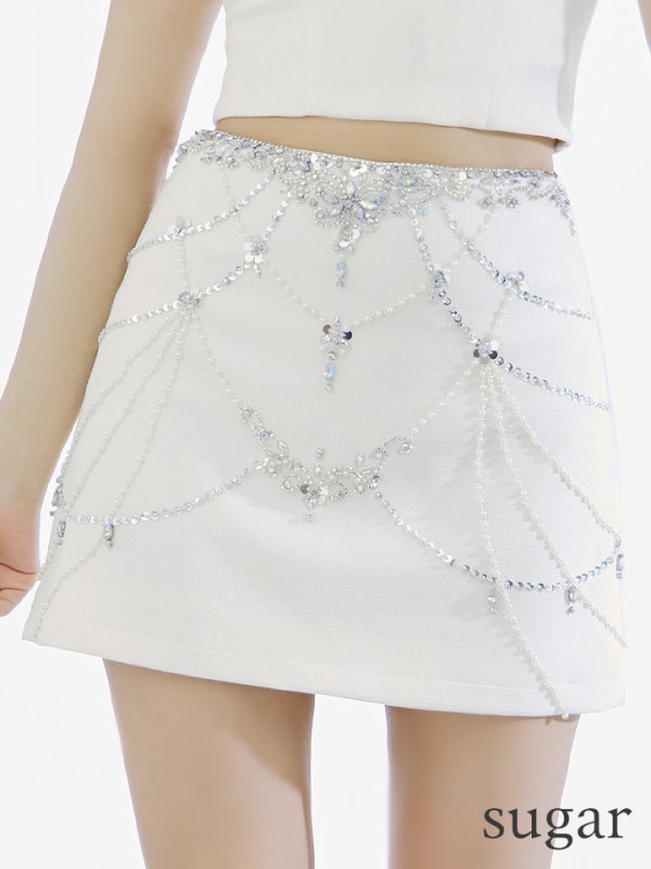 画像17: XSサイズあり【ANGEL R/エンジェルアール】デザインビジュー/ セパレート/ ツイード/ フレア/ マイクロミニ/ ミニドレス/ キャバドレス[OF2]