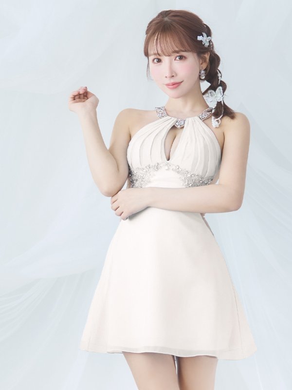 画像2: XSサイズあり【ANGEL R/エンジェルアール】アメスリ/ デコルテビジュー/ カットアウト/ シアー/ フレア/ ミニドレス/ キャバドレス[OF2]