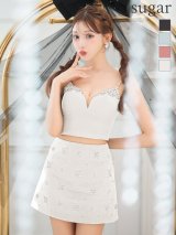 XSサイズあり【ANGEL R/エンジェルアール】Vカットデザイン/ ビジュー/ セパレート/ フレア/ マイクロミニ/ ミニドレス/ キャバドレス[OF2]