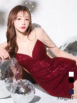 XSサイズあり【ANGEL R/エンジェルアール】スパンコール / ビジュー/ メッシュオフショルダー/ タイト/ミニドレス/ キャバドレス[OF2]