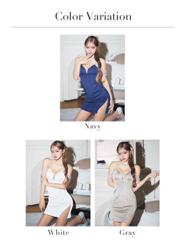 画像18: XSサイズあり【ANGEL R/エンジェルアール】ビジュー刺繍/ レース/ シアー/ カットアウト/ タイト/ ミニドレス/ キャバドレス[OF2]