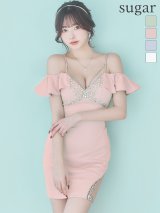 XSサイズあり【ANGEL R/エンジェルアール】バストショルダービジュー/ フリルオフショルダー/ タイト/ マイクロミニ/ ミニドレス/ キャバドレス[OF2]