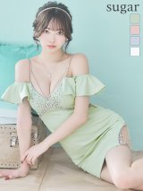XSサイズあり【ANGEL R/エンジェルアール】バストショルダービジュー/ フリルオフショルダー/ タイト/ マイクロミニ/ ミニドレス/ キャバドレス[OF2]