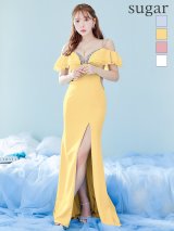 【ANGEL R/エンジェルアール】バストビジュー/ オープンフリルショルダー/ スリット/ タイト/ ロングドレス/ キャバドレス long[OF2]