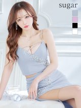 【ANGEL R/エンジェルアール】パールビジュー/ ビーズ/ セパレート/ スリット/ タイト/ ワンカラー/ ロングドレス/ キャバドレス long[OF2]