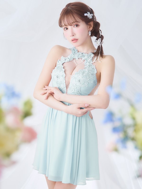 画像13: sugarオリジナルカラー・XSサイズあり【ANGEL R/エンジェルアール】デコルテパールチェーン/ フラワーデザイン/ フレア/ ミニドレス/ キャバドレス[OF2]