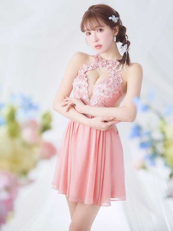 画像10: sugarオリジナルカラー・XSサイズあり【ANGEL R/エンジェルアール】デコルテパールチェーン/ フラワーデザイン/ フレア/ ミニドレス/ キャバドレス[OF2]