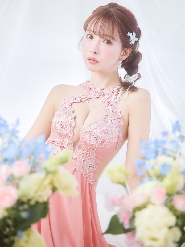 画像12: sugarオリジナルカラー・XSサイズあり【ANGEL R/エンジェルアール】デコルテパールチェーン/ フラワーデザイン/ フレア/ ミニドレス/ キャバドレス[OF2]