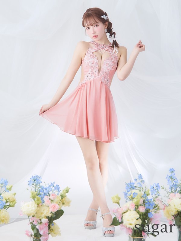 画像13: sugarオリジナルカラー・XSサイズあり【ANGEL R/エンジェルアール】デコルテパールチェーン/ フラワーデザイン/ フレア/ ミニドレス/ キャバドレス[OF2]