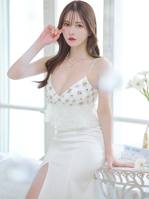 画像10: 【ANGEL R/エンジェルアール】レース/ ペプラムデザイン/ フラワービジュー/ ミディアム/ ロングドレス/ キャバドレス long[OF2]