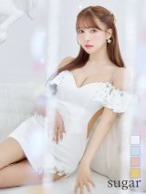 即日発送中！【ANGEL R/エンジェルアール】フリルショルダー/ フラワーレース/ オフショル/ ビジュー/ ワンカラー/ タイト/ ミニドレス/ キャバドレス[OF2]