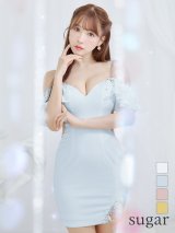XSサイズあり【ANGEL R/エンジェルアール】フリルショルダー/ フラワーレース/ オフショル/ ビジュー/ ワンカラー/ タイト/ ミニドレス/ キャバドレス[OF2]