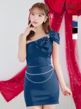 XSサイズあり【ANGEL R/エンジェルアール】ビックリボンワンショルダー/ パールチェーン/ セパレート/ タイト/ マイクロミニ/ ミニドレス/ キャバドレス[OF2]