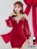 XSサイズあり【Angel R/エンジェルアール】シフォンロングスリーブ/ フラワーレース/ ビジュー/ タイト/ ミニドレス/ キャバドレス[OF2]　レッド