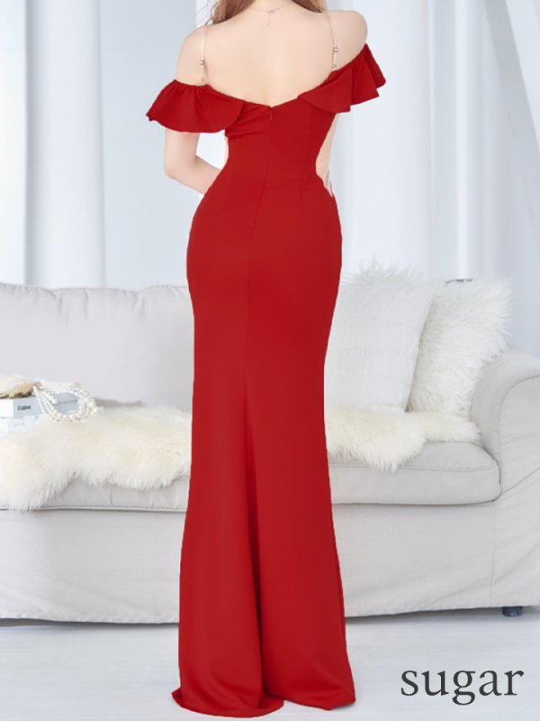 画像12: 【ANGEL R/エンジェルアール】フリルオフショルダー/ バストビジュー/ メッシュ/ タイト/ ロングドレス/ キャバドレス long[OF2]