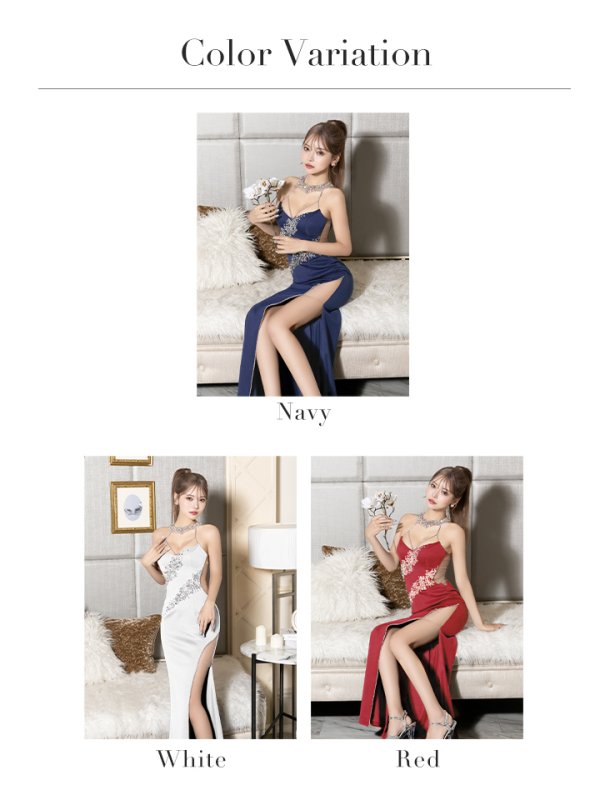 画像23: 【ANGEL R/エンジェルアール】ホルターネック/ フラワービジューデザイン/ メッシュ/ タイト/ ロングドレス/ キャバドレス long[OF2]