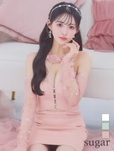XSサイズあり【ANGEL R/エンジェルアール】ロングスリーブ/ ホルターネック/ ウエストカット/レース/ ビジュー/ メッシュ/ ミニドレス/ キャバドレス[OF2]
