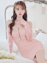XSサイズあり【ANGEL R/エンジェルアール】ロングスリーブ/ ホルターネック/ ウエストカット/レース/ ビジュー/ メッシュ/ ミニドレス/ キャバドレス[OF2]