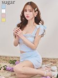 XSサイズあり【ANGEL R/エンジェルアール】シフォンショルダー/ フリル/ ギャザー/ ビジュー/ セパレート/ マイクロミニ/ ミニドレス/ キャバドレス[OF2]