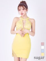 【予約商品/6月中旬-6月下旬発送予定】XSサイズあり【ANGEL R/エンジェルアール】ホルターネック/ バストレース/ フラワー/ フリル/ ビジュー/ タイト/ ミニドレス/ キャバドレス[OF2]