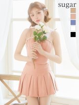 【予約商品/7月中旬-7月下旬発送予定】XSサイズあり【ANGEL R/エンジェルアール】フロントビジュー/ パール/ バストタック/ Vカット/ ベアトップ/ Aライン/ プリーツ/ セパレート/ フレア/ ミニドレス/ キャバドレス[OF2]
