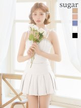 【予約商品/7月中旬-7月下旬発送予定】XSサイズあり【ANGEL R/エンジェルアール】フロントビジュー/ パール/ バストタック/ Vカット/ ベアトップ/ Aライン/ プリーツ/ セパレート/ フレア/ ミニドレス/ キャバドレス[OF2]
