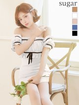 【予約商品/7月上旬-7月中旬発送予定】XSサイズあり【ANGEL R/エンジェルアール】オフショルダー/ ギャザー/ リボン/ Aライン/ バイカラー/ フレア/ マイクロミニドレス/ キャバドレス[OF2]