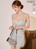 【ANGEL R/エンジェルアール】ホルターネック/ ビジュー/ シフォンドレープ/ パールチェーン/ タイト/ ミニドレス/ キャバドレス[OF2]