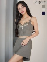 【予約商品/8月中旬-8月下旬発送予定】【ANGEL R/エンジェルアール】リボン/ ボタン/ メッシュ/ ビジュー/ Aライン/ フレア/ セパレート/ マイクロミニドレス/ キャバドレス[OF2]
