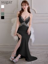 【予約商品/12月上旬-12月中旬発送予定】【ANGEL R/エンジェルアール】キャミソール/ バストカット/ ビジュー/ スリット/ タイト/ ロングドレス/ キャバドレス long[OF2]