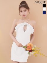 XSサイズあり【ANGEL R/エンジェルアール】フリルデザイン/ バストカット/ パールショルダー/ ビジュー/ マイクロミニ/ タイト/ ミニドレス/ キャバドレス[OF2]