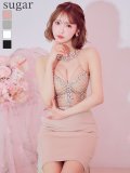 XSサイズあり【ANGEL R/エンジェルアール】ホルターネック/ フロントビジュー/ メッシュ/ タイト/ ミニドレス/ キャバドレス[OF2]
