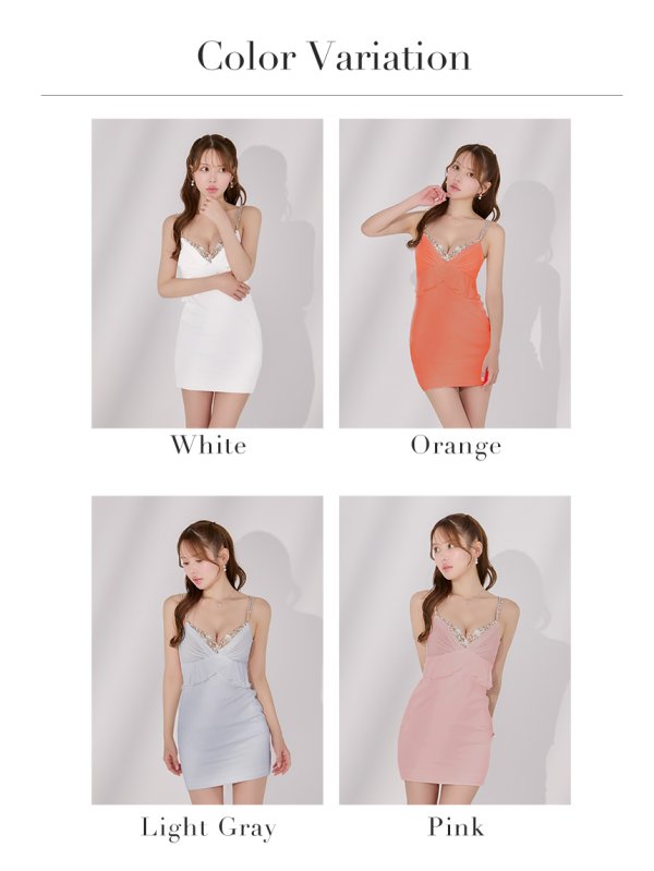 画像47: XSサイズあり【ANGEL R/エンジェルアール】フロントシフォン/ ビジュー/ ペプラムデザイン/ マイクロミニドレス/ キャバドレス[OF2]