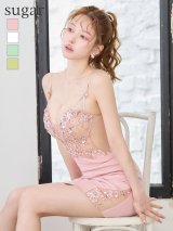 【ANGEL R/エンジェルアール】フロントビジュー/ ショルダーリボン/ フラワーレース/ メッシュ/ タイトミニ/ ミニドレス/ キャバドレス[OF2]