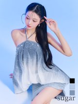 【予約商品/6月中旬-6月下旬発送予定】XSサイズあり【ANGEL R/エンジェルアール】ホルターネック/ シャンブレー/ ダンガリー/ ビジュー/ セパレート/ マイクロミニ/ ミニドレス/ キャバドレス[OF2]
