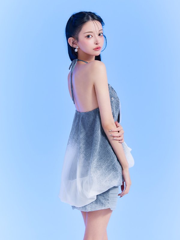 ネイビー　モデル：まおちゃる　身長：158cm　着用サイズ：Sサイズ
