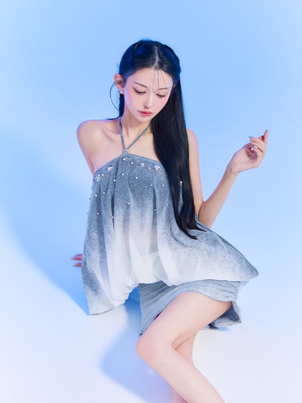 ネイビー　モデル：まおちゃる　身長：158cm　着用サイズ：Sサイズ