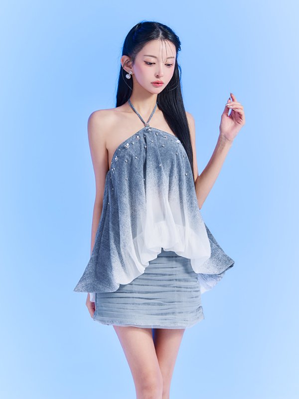 ネイビー　モデル：まおちゃる　身長：158cm　着用サイズ：Sサイズ