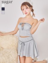 【予約商品/6月中旬-6月下旬発送予定】XSサイズあり【ANGEL R/エンジェルアール】バストリボン/ サテン/ アシンメトリー/ セパレート/ フレアミニドレス/ キャバドレス[OF2]