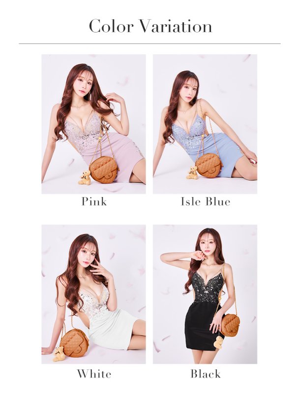 画像41: XSサイズあり【ANGEL R/エンジェルアール】フロントビジュー/ レース/ メッシュ/ タイトミニドレス/ キャバドレス[OF2]