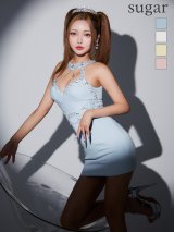 【予約商品/7月上旬-7月中旬発送予定】XSサイズあり【ANGEL R/エンジェルアール】ホルターネック/ フラワーレース/ ビジュー/ メッシュ/ タイト/ マイクロミニドレス/ キャバドレス[OF2]