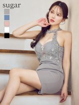 【予約商品/8月中旬-8月下旬発送予定】【ANGEL R/エンジェルアール】ホルターネック/ フラワーレース/ ビジュー/ パールチェーン/ メッシュ/ バストカット/ タイト/ ミニドレス/ キャバドレス[OF2]