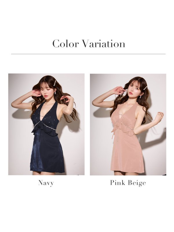 画像20: XSサイズあり【ANGEL R/エンジェルアール】ノースリーブ/ Vカット/ リボン/ ビジュー/ フリル/ フレア/ マイクロミニドレス/ キャバドレス[OF2]【一部予約商品/12月上旬-12月中旬発送予定】