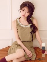 【予約商品/9月上旬-9月中旬発送予定】【ANGEL R/エンジェルアール】ノースリーブ/ リボン/ ビジュー/ 2way/ フレア/ ミニドレス/ キャバドレス[OF2]