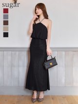 【ANGEL R/エンジェルアール】ホルターネック/ チャーム/ ラメ/ タイト/ ロングドレス/ キャバドレス[OF2]