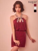 即日発送【ANGEL R/エンジェルアール】ネックビジュー/ サテン/ バストカット/ サテン/ フレア/ キャバドレス[OF2]