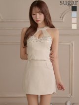 【予約商品/12月上旬-12月中旬発送予定】XSサイズあり【ANGEL R/エンジェルアール】ホルターネック/ リボン/ セパレート/ 2ピース/ タイト/ マイクロミニドレス/ ミニドレス/ キャバドレス[OF2]